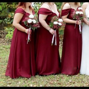 maroon bridesmaid gown